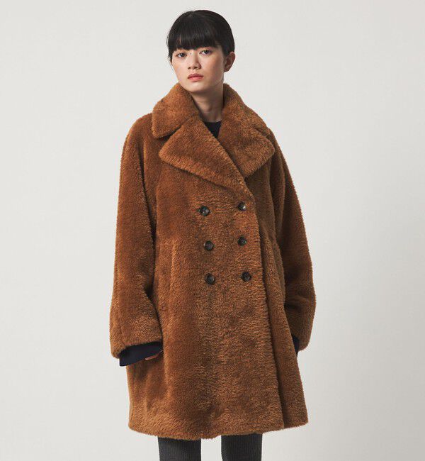 EMMEL REFINES「＜EMMEL REFINES＞EM Wボタン Aライン フェイクファーコート」|その他|MD.BROWN