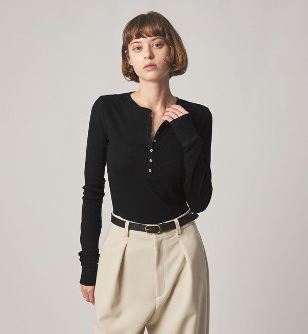 STEVEN ALAN「＜Steven Alan＞ウール リブ ヘンリー プルオーバー」|Tシャツ・カットソー|BLACK