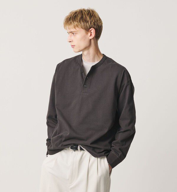 BEAUTY&YOUTH UNITED ARROWS「&rdquo;THE HEAVY&rdquo;10oz ヘビー ワイド ヘンリーネック カットソー」|Tシャツ・カットソー|DK.GRAY