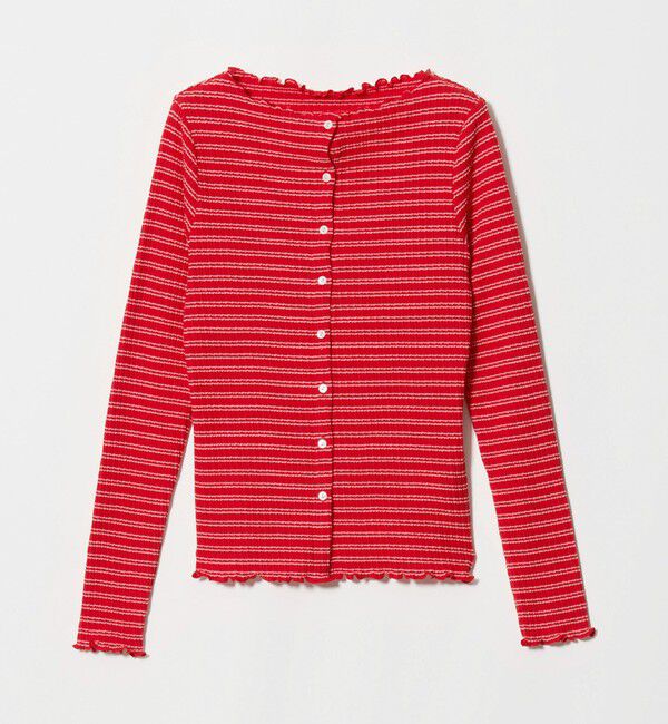 BEAUTY&YOUTH UNITED ARROWS「コットン タックリブ ボーダー＆ソリッド カーディガン」|カーディガン|RED