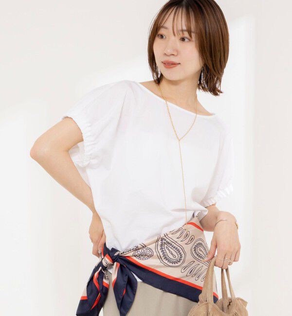 NOLLEY'S「《セットアップ対応》ウォッシャブルエクセルテックタンブラーギャザーフレンチスリーブブラウス」|シャツ・ブラウス|