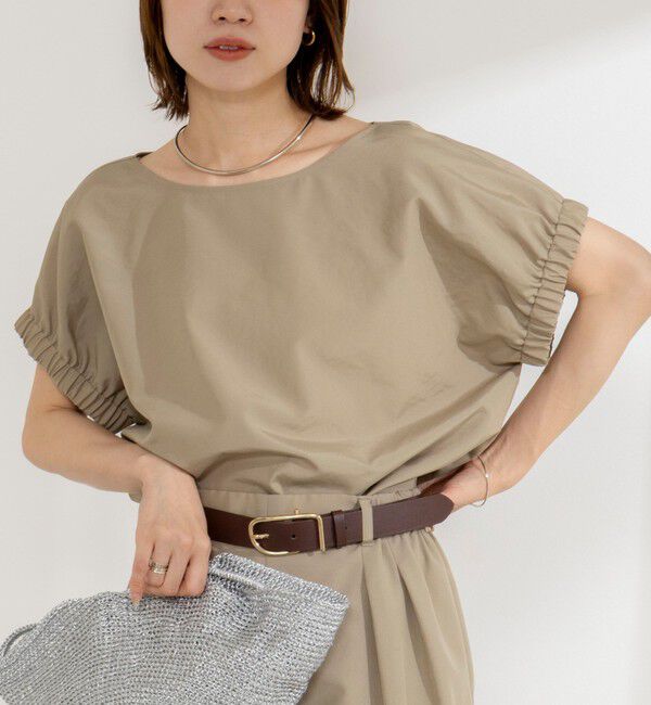 NOLLEY'S「《セットアップ対応》ウォッシャブルエクセルテックタンブラーギャザーフレンチスリーブブラウス」|シャツ・ブラウス|