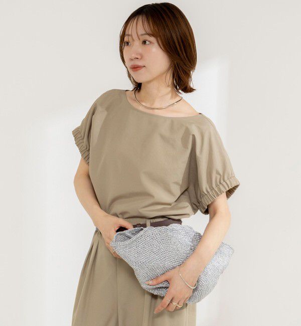 NOLLEY'S「《セットアップ対応》ウォッシャブルエクセルテックタンブラーギャザーフレンチスリーブブラウス」|シャツ・ブラウス|