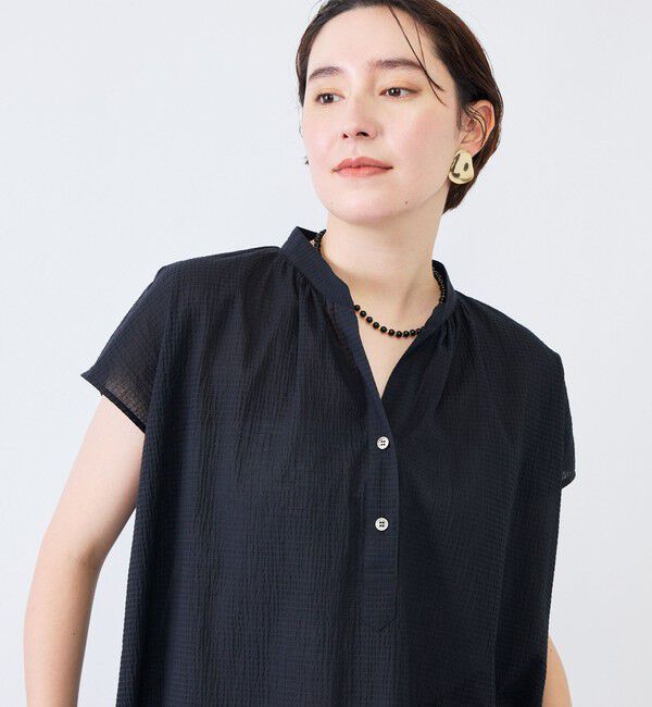 NOLLEY'S「ウォッシャブルシアーリップルフレンチスリーブブラウス」|シャツ・ブラウス|
