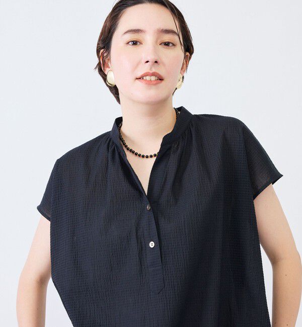 NOLLEY'S「ウォッシャブルシアーリップルフレンチスリーブブラウス」|シャツ・ブラウス|