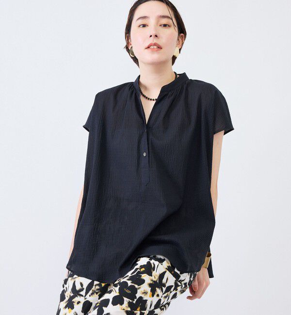 NOLLEY'S「ウォッシャブルシアーリップルフレンチスリーブブラウス」|シャツ・ブラウス|
