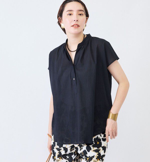 NOLLEY'S「ウォッシャブルシアーリップルフレンチスリーブブラウス」|シャツ・ブラウス|