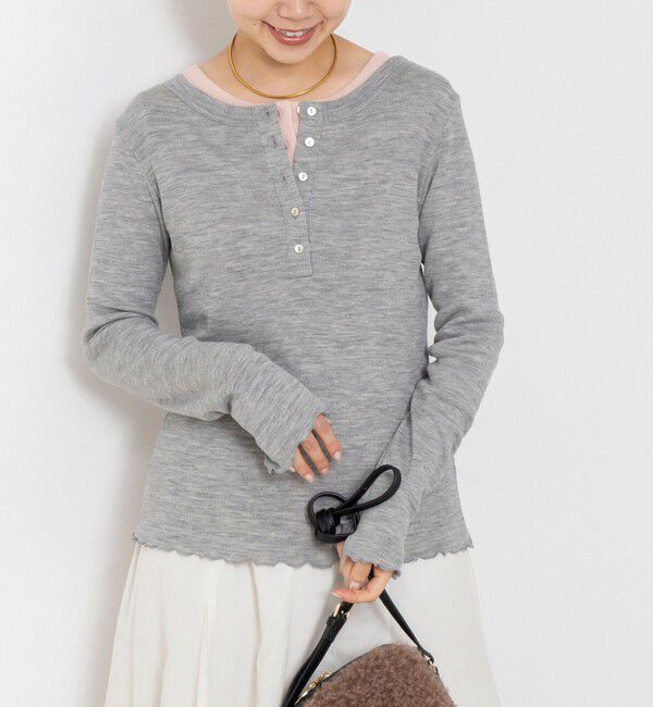 NOLLEY'S「MY STANDARDウォッシャブルリブヘンリー2WAYプルオーバー」|Tシャツ・カットソー|ライトグレー