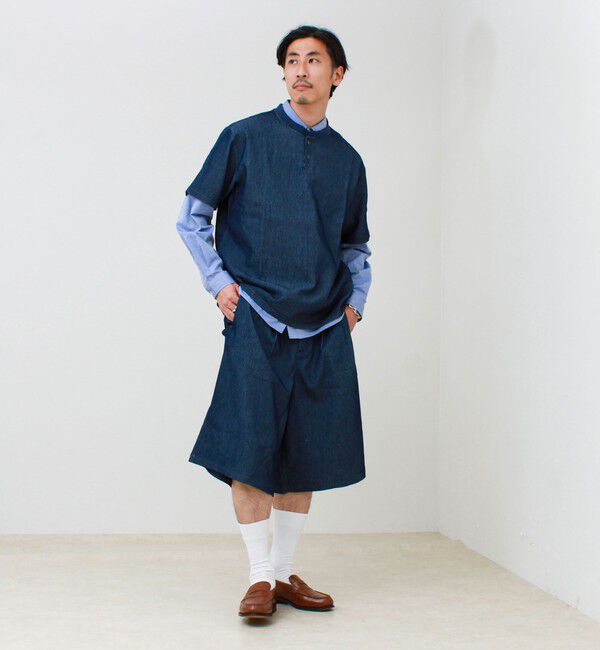 GLOSTER「【セットアップ対応】メッシュデニムヘンリーTEE」|Tシャツ・カットソー|