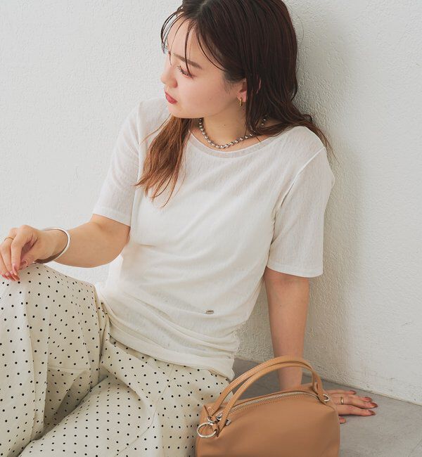  「サイドギャザーシアーTシャツ」|Tシャツ・カットソー|