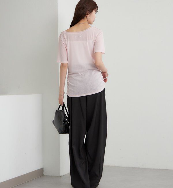  「サイドギャザーシアーTシャツ」|Tシャツ・カットソー|