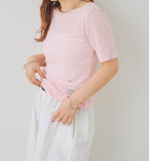  「サイドギャザーシアーTシャツ」|Tシャツ・カットソー|