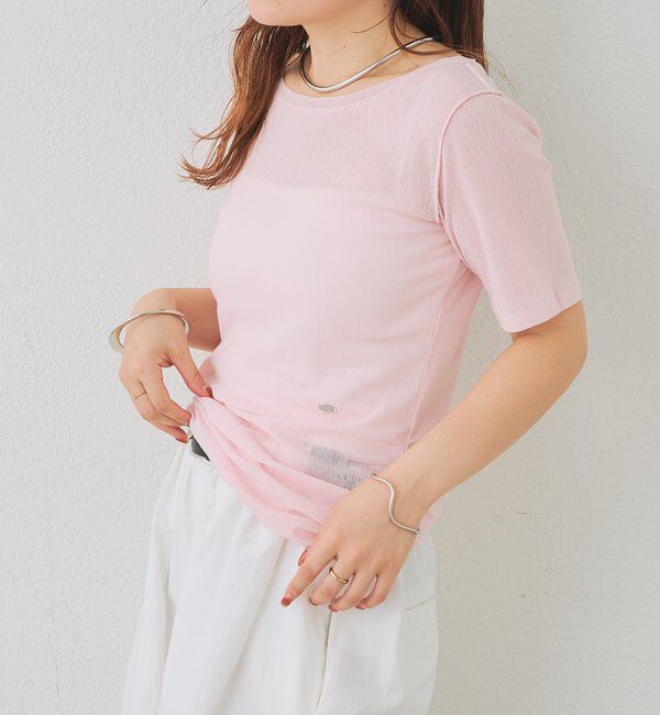  「サイドギャザーシアーTシャツ」|Tシャツ・カットソー|