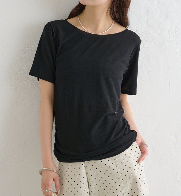 「サイドギャザーシアーTシャツ」|Tシャツ・カットソー|