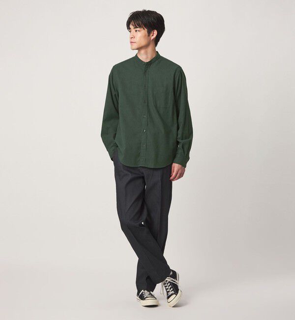 UNITED ARROWS green label relaxing「ナチュラル フィット ビエラバンドカラー 長袖 シャツ」|シャツ・ブラウス|