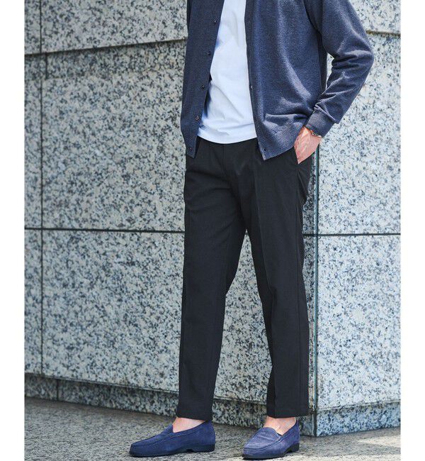 UNITED ARROWS green label relaxing「【WEB限定】JUST fit ウールライク 1プリーツ イージーパンツ -ストレッチ-」|チノ|NAVY