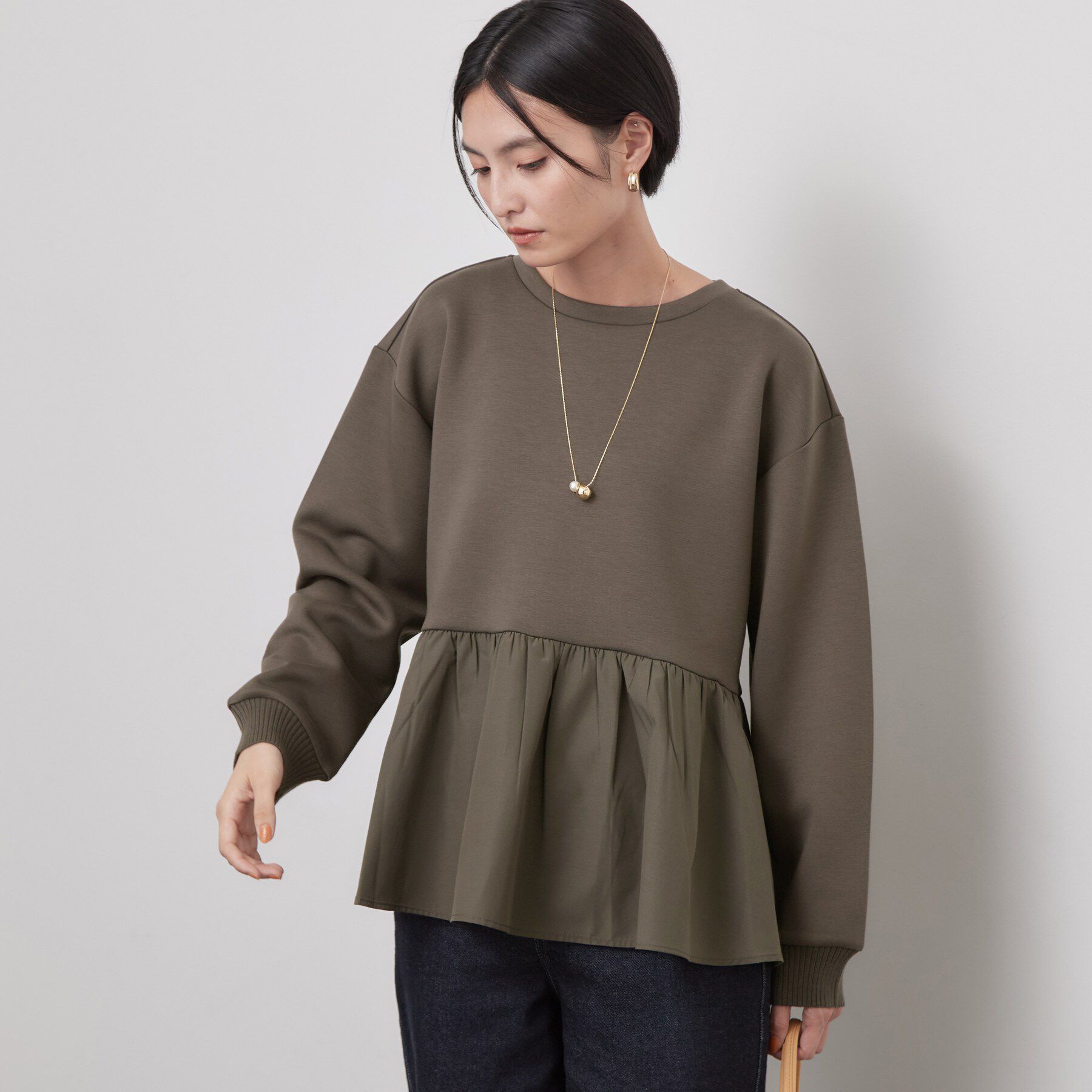 OPAQUE.CLIP「ペプラムドッキングトップス【洗濯機OK】」|Tシャツ・カットソー|トープ(054)