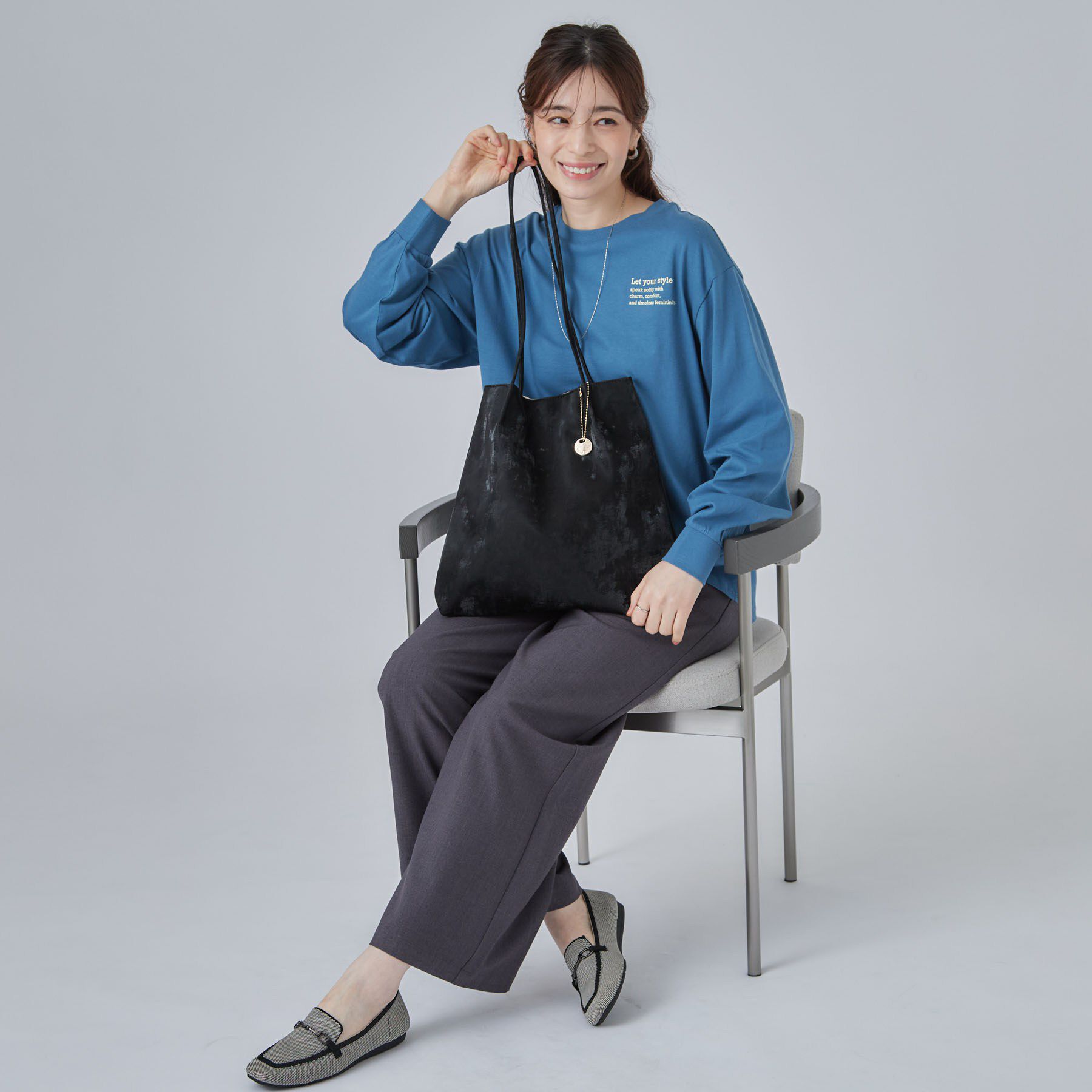 SHOO･LA･RUE「光沢生地つまみハンドルトートバッグ」|トートバッグ|