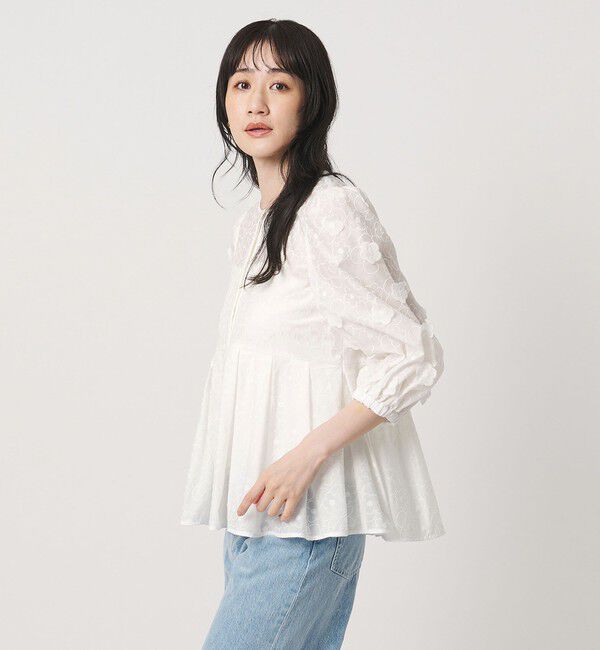 UNITED ARROWS「3Dフラワー ペプラム ブラウス ‐ウォッシャブル‐」|シャツ・ブラウス|