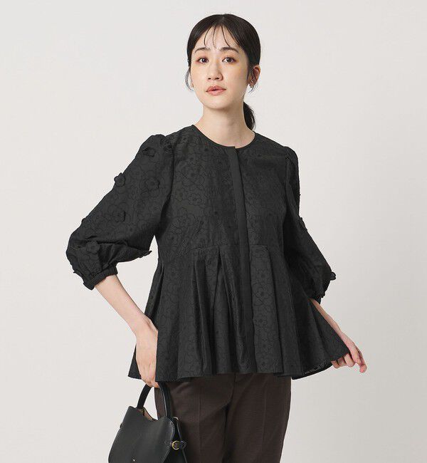 UNITED ARROWS「3Dフラワー ペプラム ブラウス ‐ウォッシャブル‐」|シャツ・ブラウス|