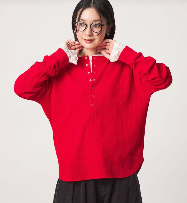 UNITED ARROWS green label relaxing「【WEB限定】＜at ease＞ワッフル ヘンリーネック ロングスリーブ カットソー」|Tシャツ・カットソー|