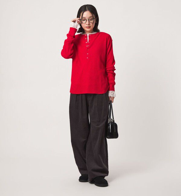 UNITED ARROWS green label relaxing「【WEB限定】＜at ease＞ワッフル ヘンリーネック ロングスリーブ カットソー」|Tシャツ・カットソー|