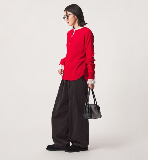 UNITED ARROWS green label relaxing「【WEB限定】＜at ease＞ワッフル ヘンリーネック ロングスリーブ カットソー」|Tシャツ・カットソー|