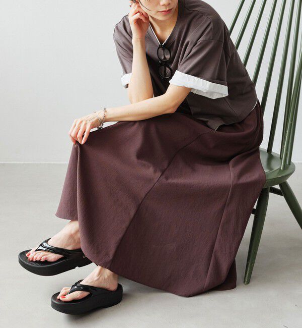UNITED ARROWS green label relaxing「［size SHORT/TALLあり］ドライクロス フレアスカート マシンウォッシャブル  通気性」|フレア|MD.BROWN