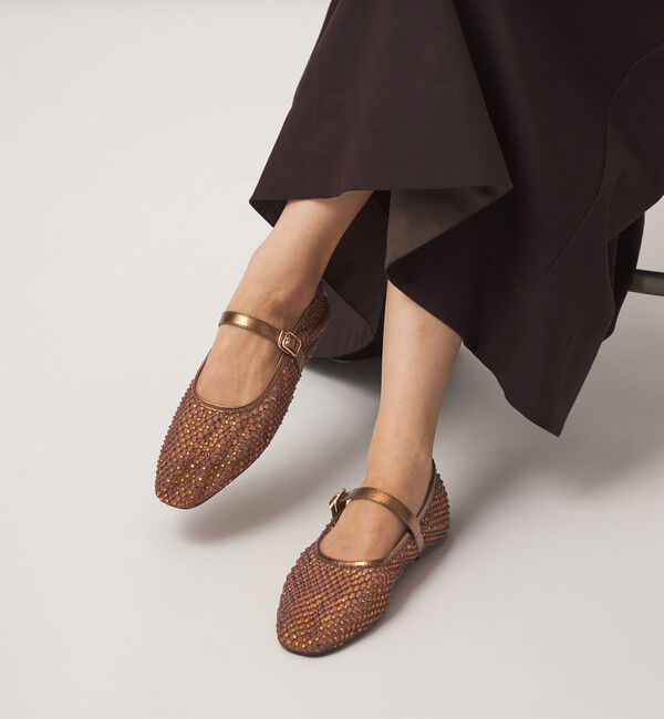 UNITED ARROWS green label relaxing「ビジューストラップ フラットシューズ」|ローファー|