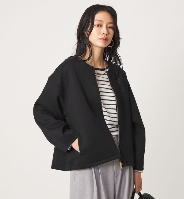UNITED ARROWS green label relaxing「ダンボール ノーカラー ブルゾン」|ブルゾン・スタジャン|BLACK