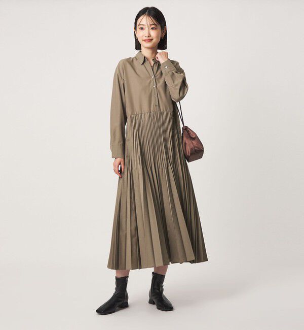 UNITED ARROWS green label relaxing「［size SHORT/TALLあり］ワッシャー プリーツ ロングスリーブ ワンピース」|ワンピース|