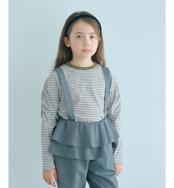 UNITED ARROWS green label relaxing「【COOL CHIC GIRLS STYLE】ボーダー シャーリング プルオーバー / キッズ120cm-160cm」|Tシャツ・カットソー|LT.BLUE