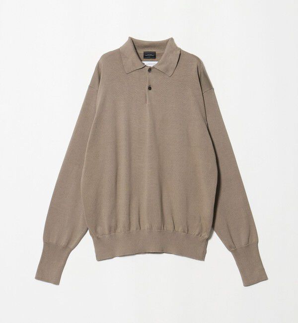 UNITED ARROWS green label relaxing「FINE BASIC アメリカンシーアイランドコットン 長袖 ニットポロシャツ」|ニット・セーター|BEIGE