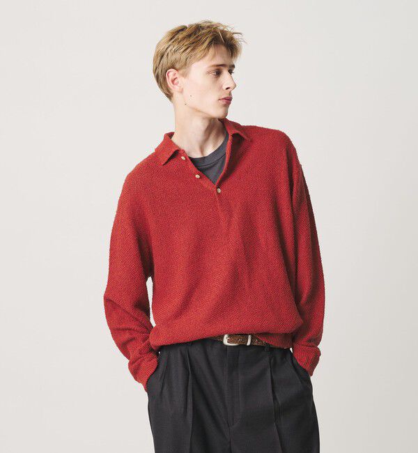 BEAUTY&YOUTH UNITED ARROWS「ニュアンス カール 3B ポロニット ウォッシャブル」|ニット・セーター|RED