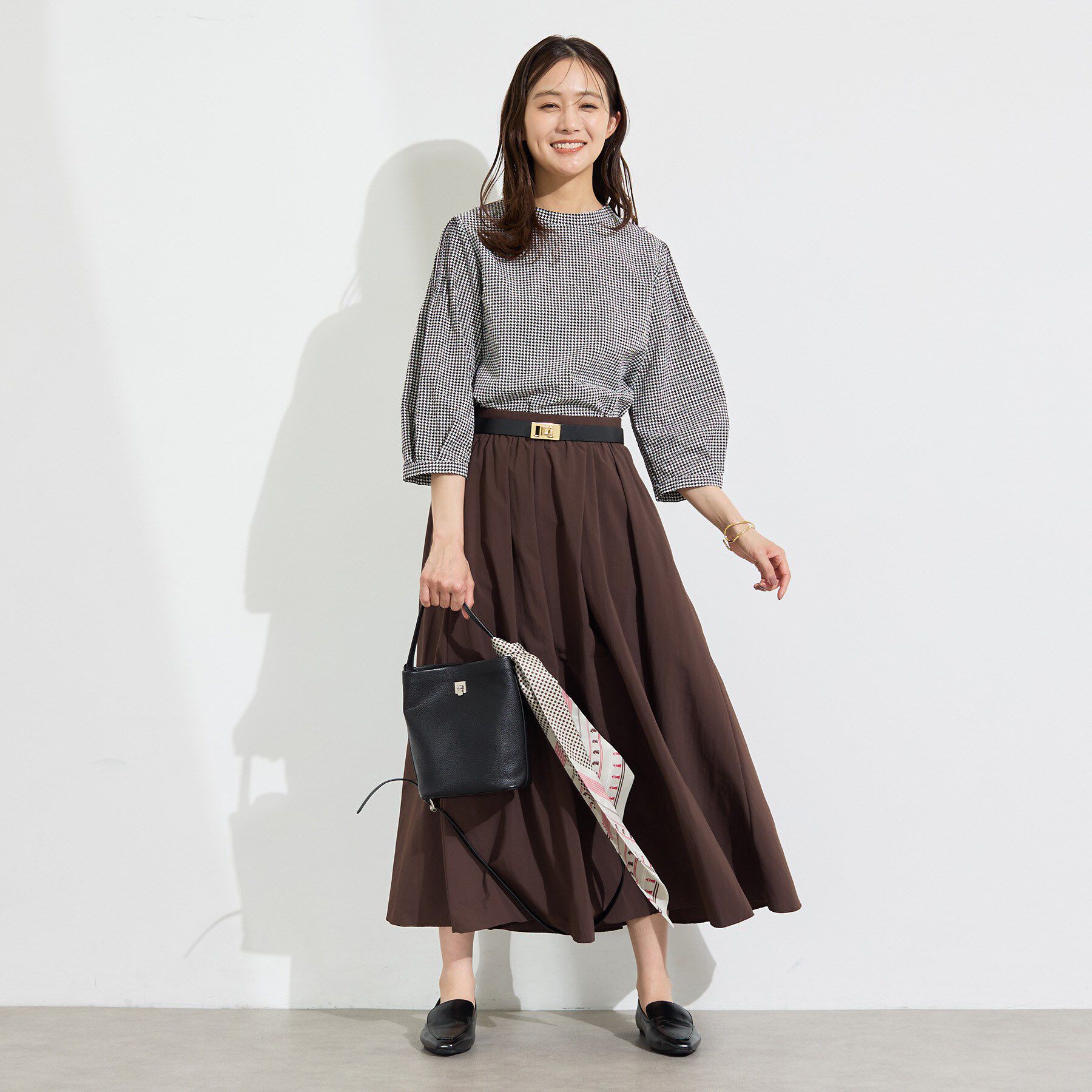 INDIVI「【初秋にピッタリ！／洗える】凹凸素材ミニスタンドトップス」|Tシャツ・カットソー|