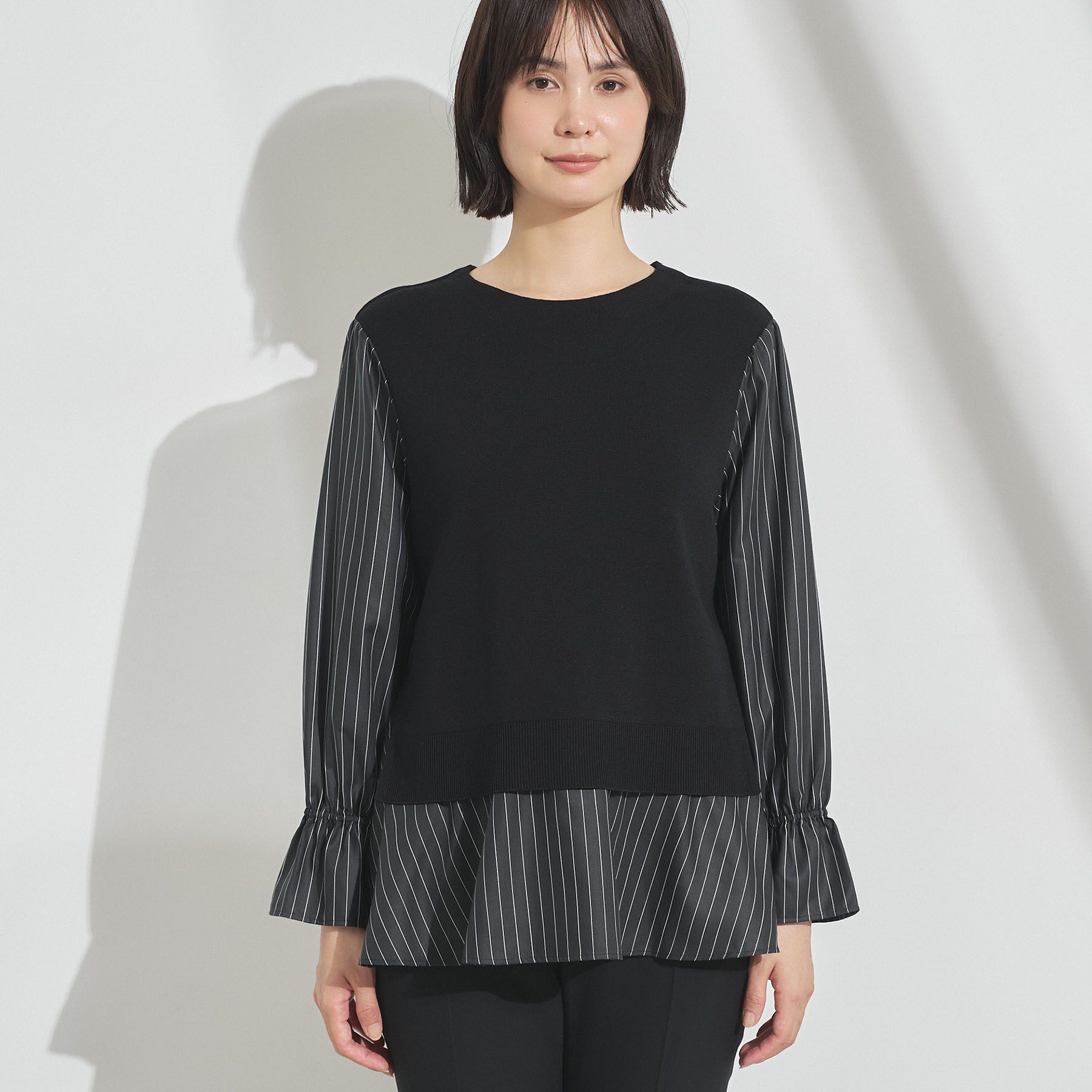 INDIVI「【洗える／1枚でコーデ完成】重ね着風ニットトップス」|Tシャツ・カットソー|