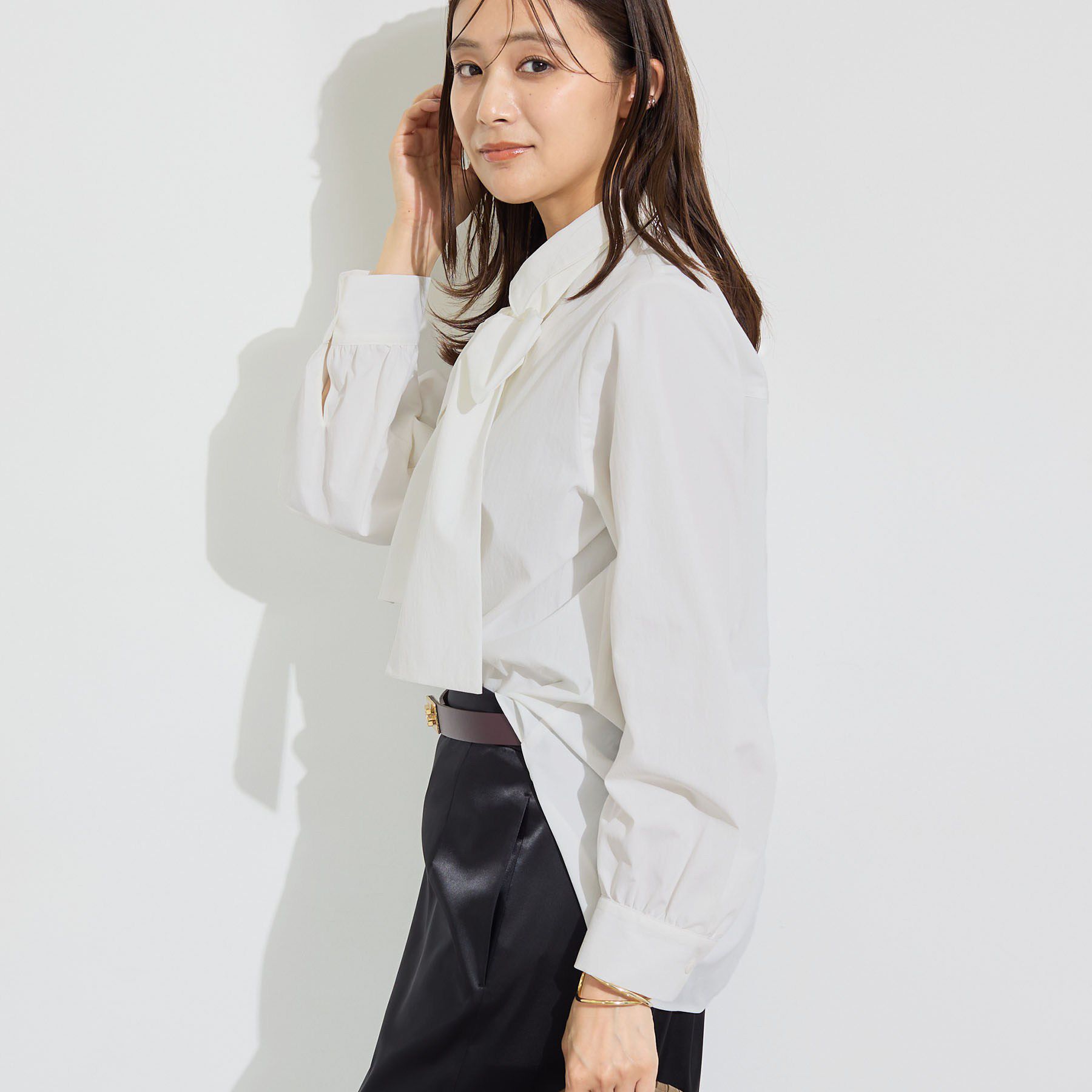 INDIVI「【ストレッチ◎】取外し可ボウタイシャツ」|シャツ・ブラウス|