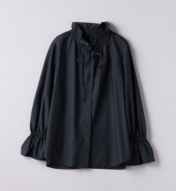 UNITED ARROWS「フリルカラー フレアスリーブ ブラウス」|シャツ・ブラウス|NAVY