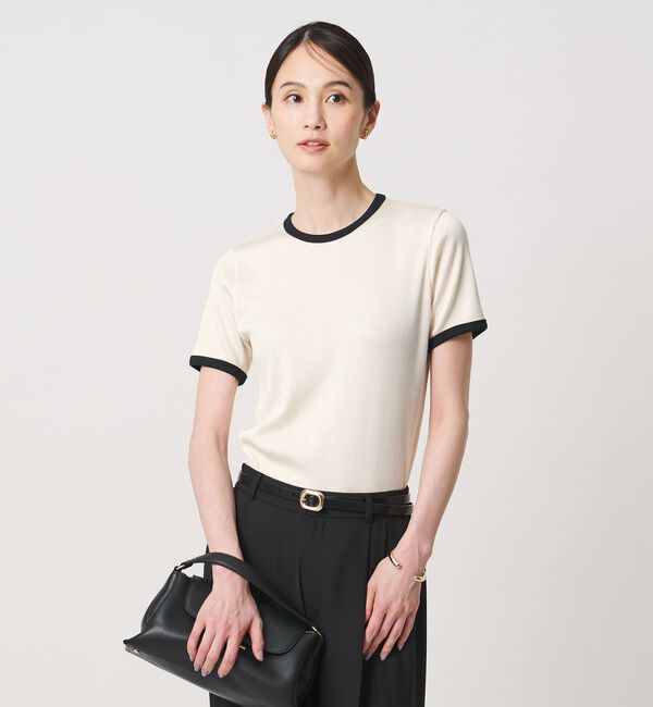 UNITED ARROWS「リブ バイカラーパイピング ショートスリーブ Tシャツ」|Tシャツ・カットソー|OFF WHITE