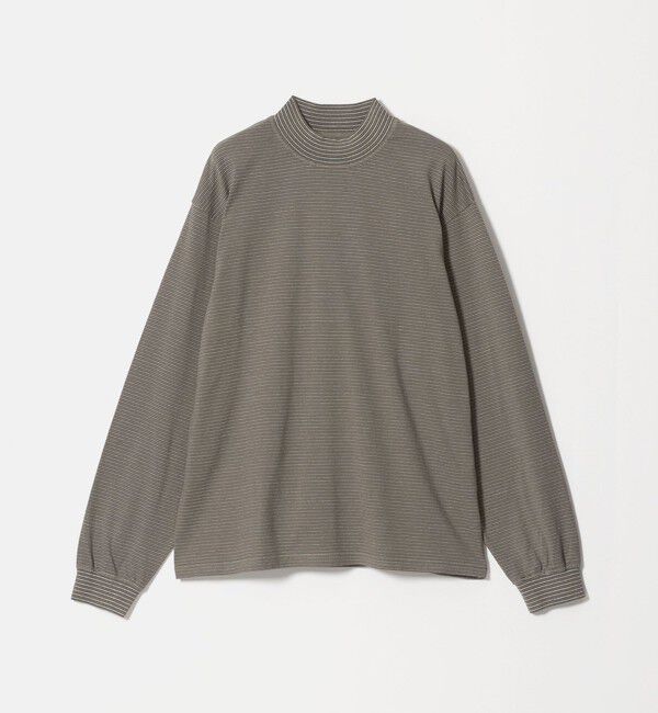 UNITED ARROWS「【別注】＜YONETOMI＞ガーメントダイ モックネック ボーダー Tシャツ」|Tシャツ・カットソー|