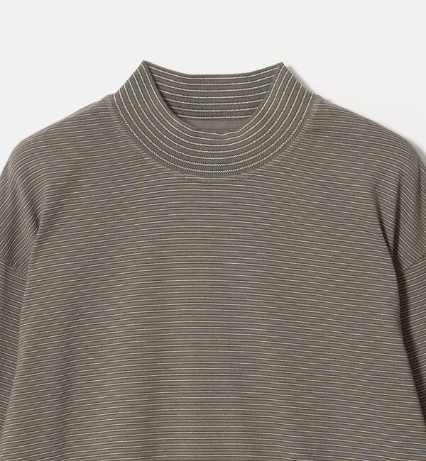 UNITED ARROWS「【別注】＜YONETOMI＞ガーメントダイ モックネック ボーダー Tシャツ」|Tシャツ・カットソー|
