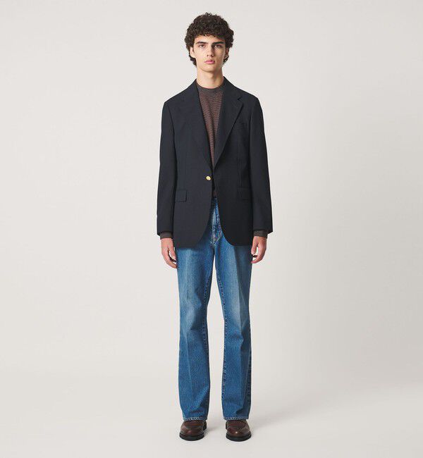 UNITED ARROWS「【別注】＜YONETOMI＞ガーメントダイ モックネック ボーダー Tシャツ」|Tシャツ・カットソー|