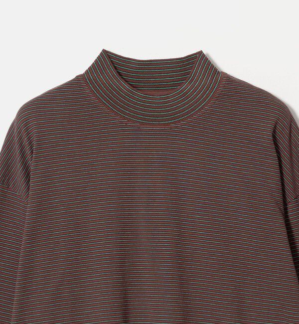 UNITED ARROWS「【別注】＜YONETOMI＞ガーメントダイ モックネック ボーダー Tシャツ」|Tシャツ・カットソー|