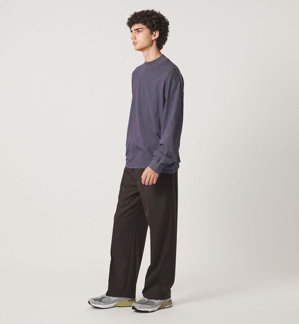 UNITED ARROWS「【別注】＜YONETOMI＞ガーメントダイ モックネック ボーダー Tシャツ」|Tシャツ・カットソー|