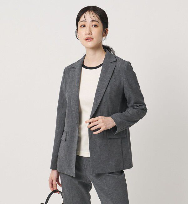 UNITED ARROWS「ダブルクロス ジャケット ‐ストレッチ ウォッシャブル‐」|テーラードジャケット|DK.GRAY