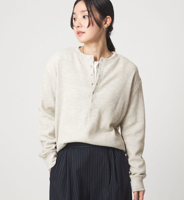 UNITED ARROWS green label relaxing「【WEB限定】＜at ease＞ワッフル ヘンリーネック ロングスリーブ カットソー」|Tシャツ・カットソー|NATURAL