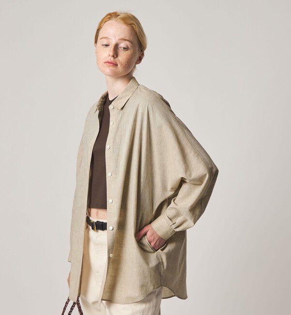 STEVEN ALAN「＜Steven Alan＞メランジ コットン ドルマン スリーブ シャツ」|シャツ・ブラウス|BEIGE