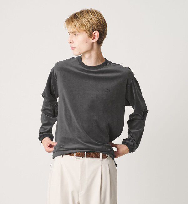 BEAUTY&YOUTH UNITED ARROWS「＜LACOSTE for BEAUTY&YOUTH＞ ベロア  ロングスリーブ Tシャツ」|Tシャツ・カットソー|DK.GRAY