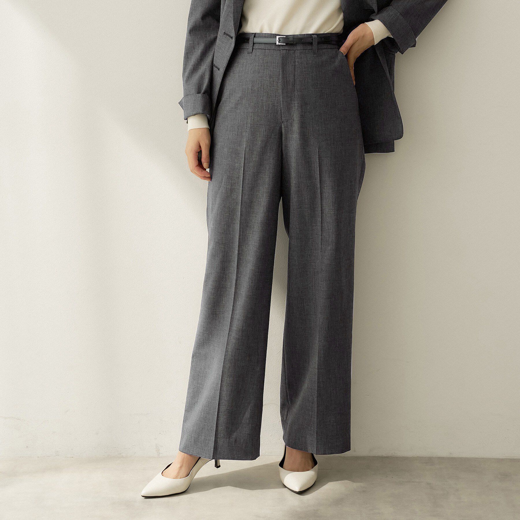 UNTITLED「【セットアップ】ウールブレンドワイドパンツ」|その他|チャコールグレー(0