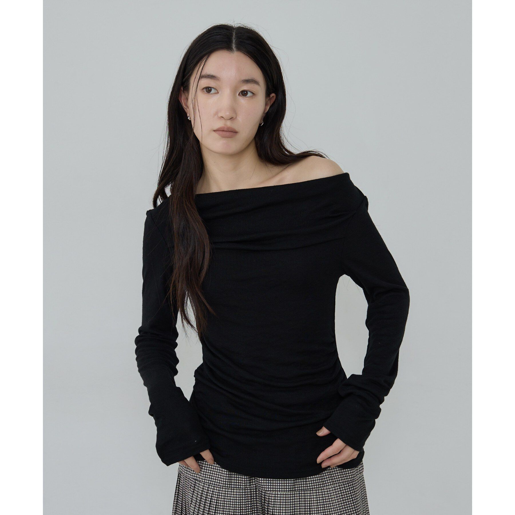GALLEST「ドレープカットソー」|Tシャツ・カットソー|ブラック(019)
